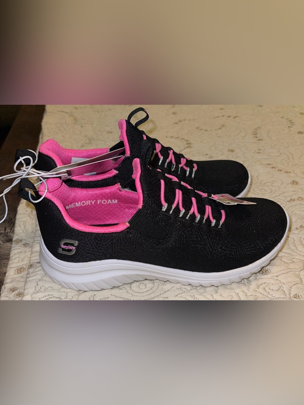 Skechers Sport Vana girls 13 slip on black pink NWT - Picture 3 of 7